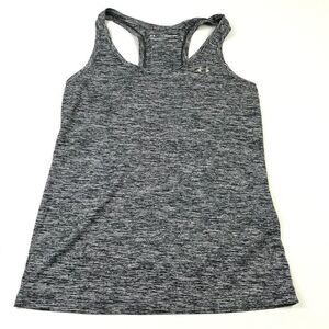 Under Armour Womens Workout Tank Top Black White HeatGear Loose Fit Racerback XS